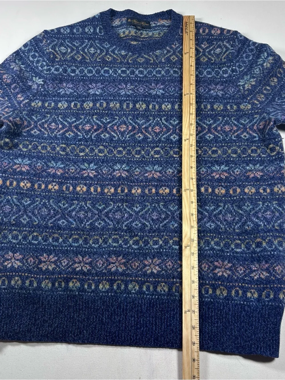 Brooks Brothers Mens XL Fair Isle Knit Crewneck Pullover Sweater 100% Wool